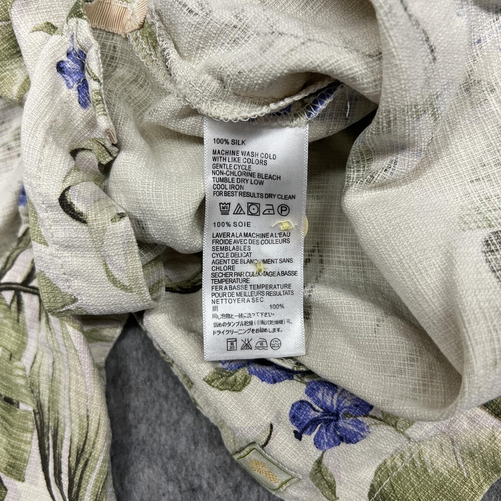 Tommy Bahama Shirt Mens XL Beige Green Floral Silk Hawaiian Tropical Aloha Beach - Picture 14 of 15